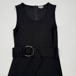 J for Justify Womens Black Sleeveless Wide Leg Jumpsuit‎ O-Ring Belted Small